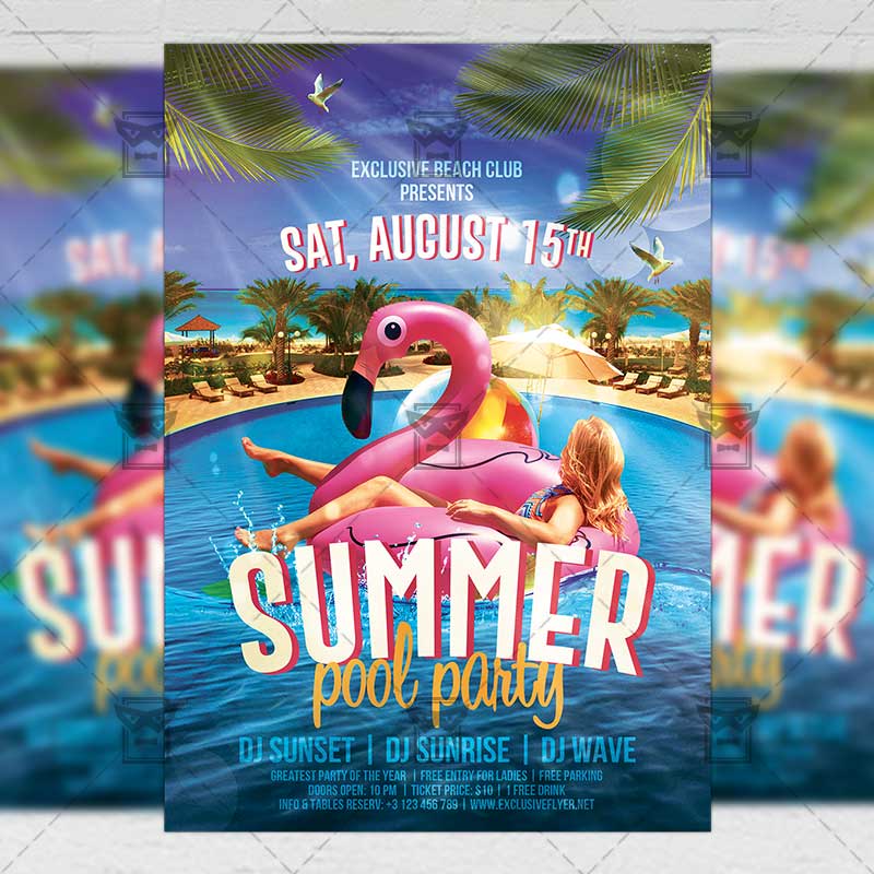 Summer Pool Party Flyer Seasonal A5 Template ExclsiveFlyer Free And Premium PSD Templates