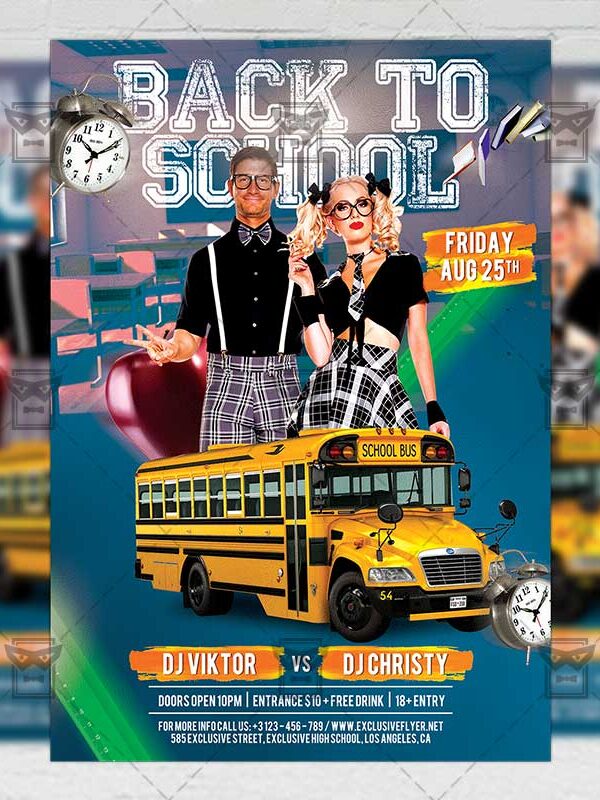 Download Back to School Party PSD Flyer Template Now