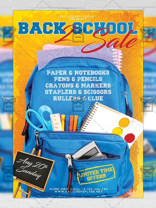 Download Back 2 School Sale PSD Flyer Template Now