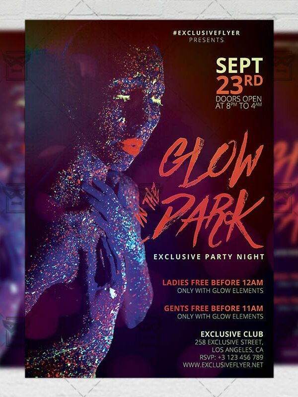 Download Glow in the Dark PSD Flyer Template Now