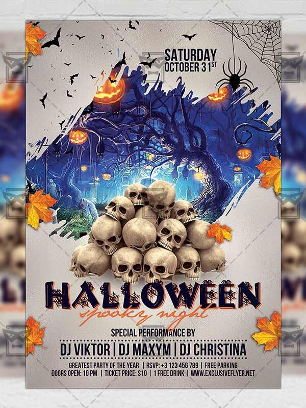 Download Halloween Spooky Night PSD Flyer Template Now