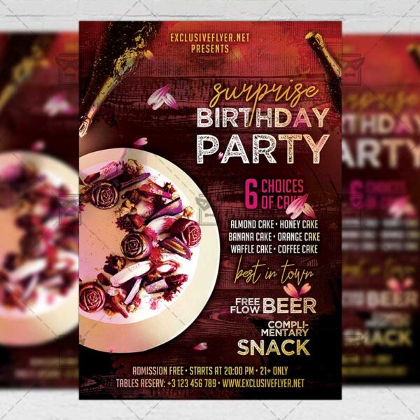 Surprise Birthday Party Flyer - Club A5 Template | ExclsiveFlyer | Free ...