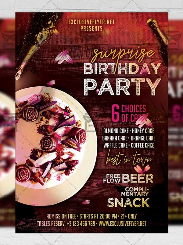 Download Surprise Birthday Party PSD Flyer Template Now