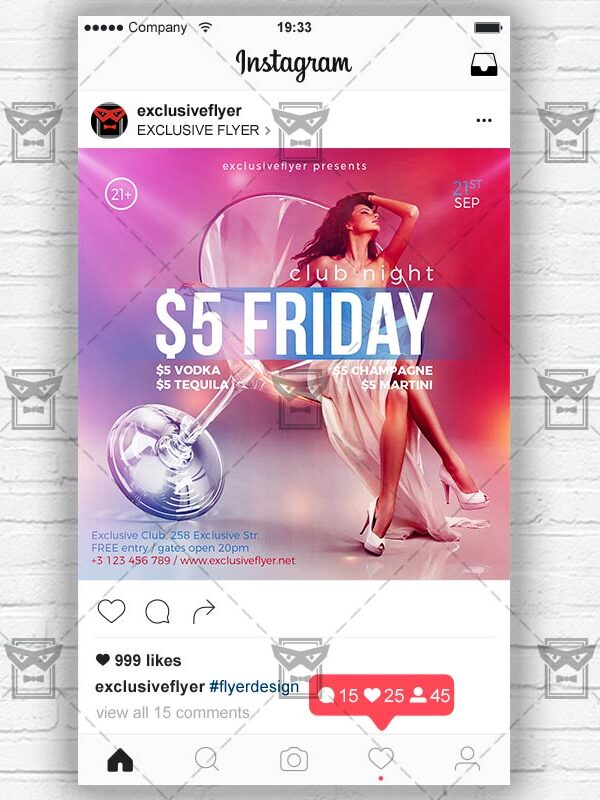 Download Friday Night PSD Instagram Flyer Template Now