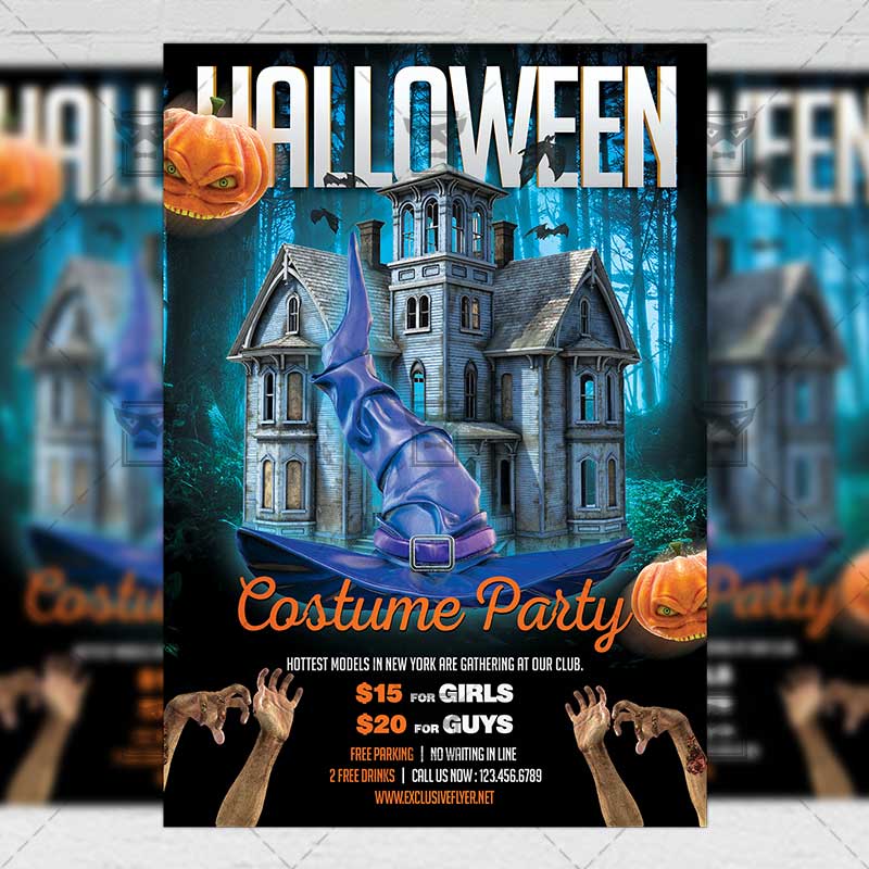 Halloween Costume Party Flyer Seasonal A5 Template