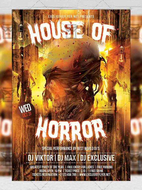 Download House of Horror PSD Flyer Template Now