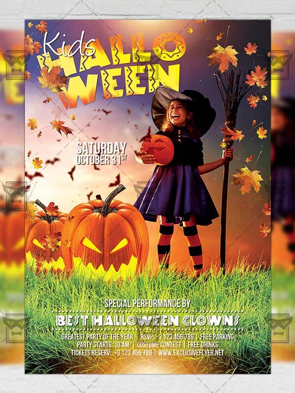 Download Kids Halloween PSD Flyer Template Now