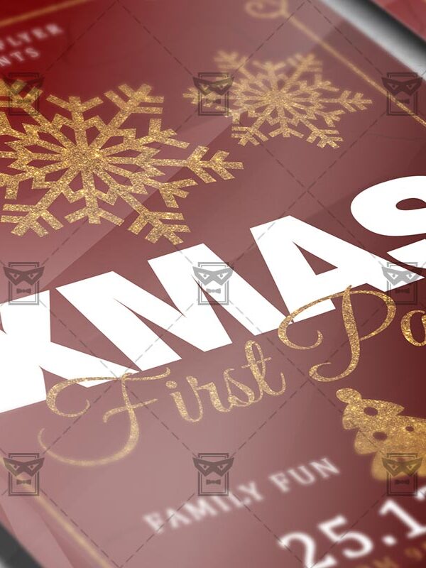 Download First Christmas Party PSD Flyer Template Now
