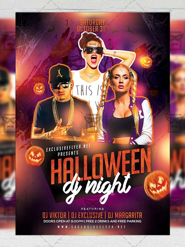 Download Halloween Dj Night PSD Flyer Template Now