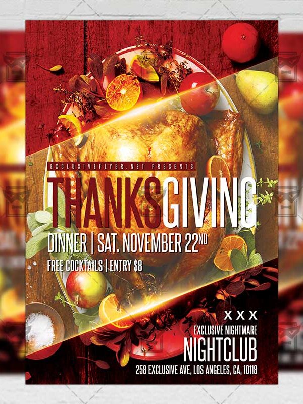 Download Thanksgiving Dinner PSD Flyer Template Now