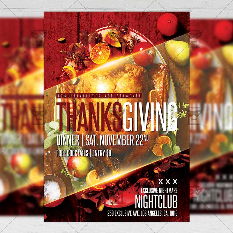 Thanksgiving Dinner Flyer - Autumn A5 Template | ExclsiveFlyer | Free ...
