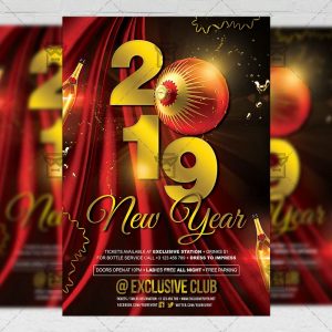 Download 2019 New Year Night PSD Flyer Template Now