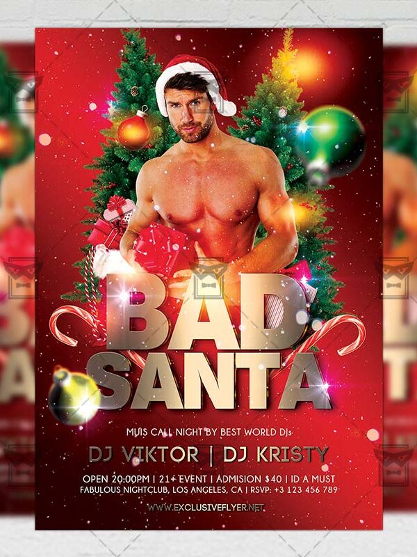 Download Bad Sexy Santa PSD Flyer Template Now