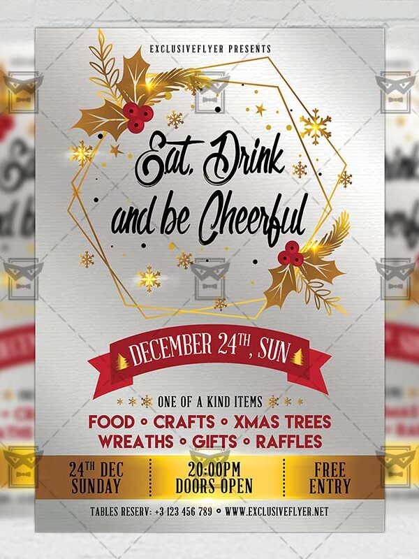 Download Eat Drink and be Cheerful PSD Flyer Template Now