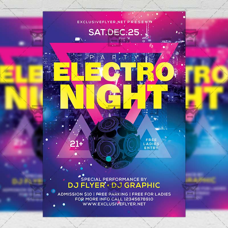 Electro Night Flyer - Club A5 Template | ExclsiveFlyer | Free and ...