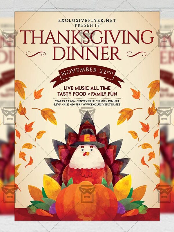 Download Thanksgiving Family Dinner PSD Flyer Template Now