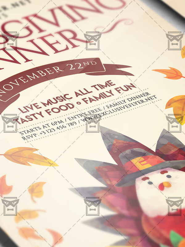 Download Thanksgiving Family Dinner PSD Flyer Template Now