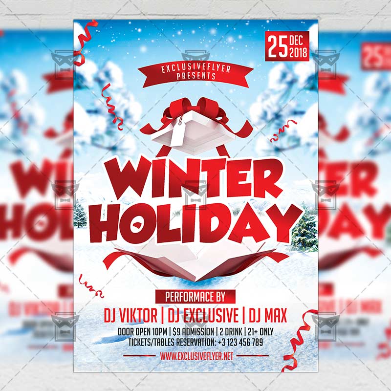 Winter Holiday Flyer Seasonal A5 Template ExclsiveFlyer Free And 