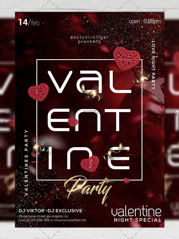 Download V-Day Party PSD Flyer Template Now