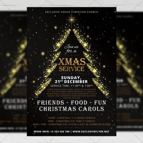 Download Christmas Service PSD Flyer Template Now