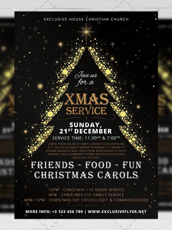 Download Christmas Service PSD Flyer Template Now