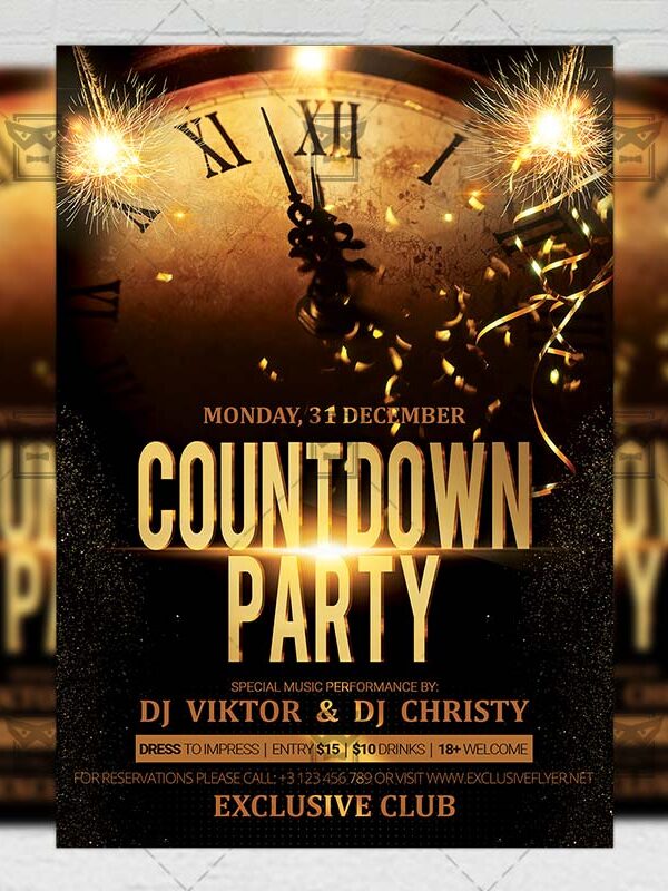 Download Countdown Party PSD Flyer Template Now