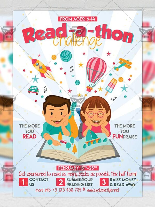Download Read-a-thon Challenge PSD Flyer Template Now