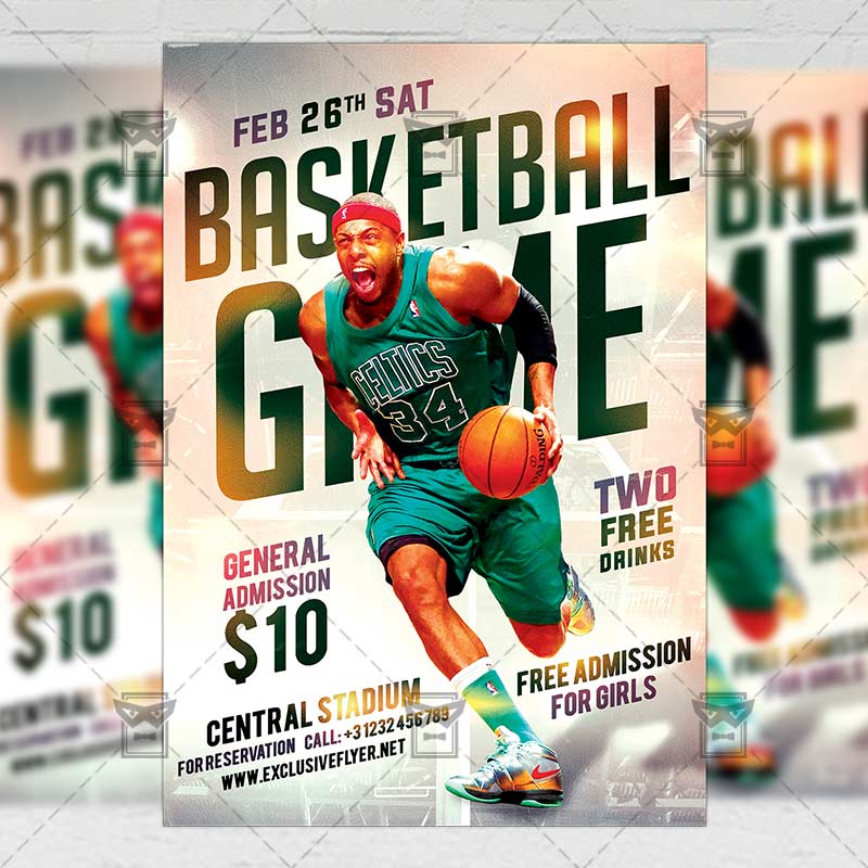 Two Sided Basketball Playoff Brochure Or Flyer Template Design