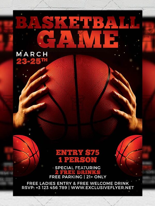 Download Basketball Game Night PSD Flyer Template Now