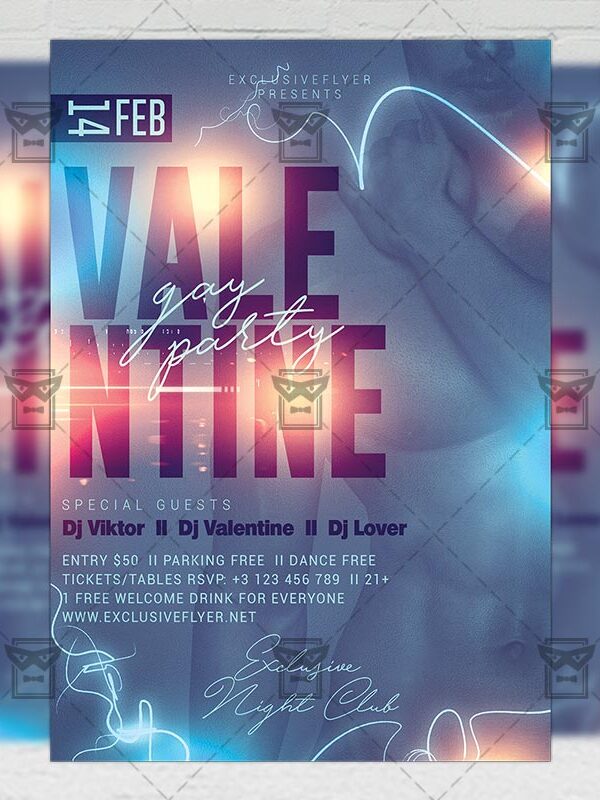 Download Gay Valentines Party PSD Flyer Template Now