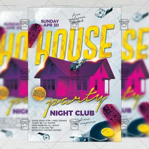 Download House Party Night PSD Flyer Template Now