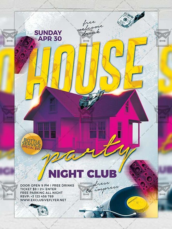 Download House Party Night PSD Flyer Template Now