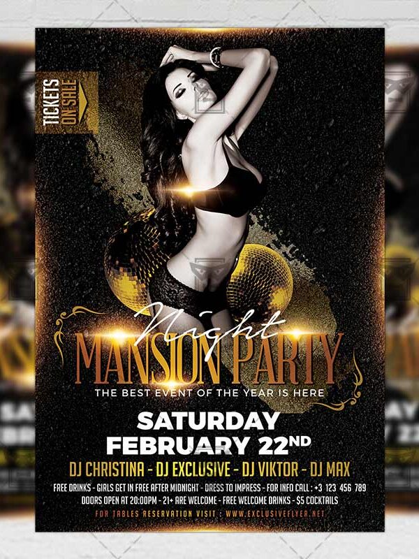 Download Mansion Party Night PSD Flyer Template Now
