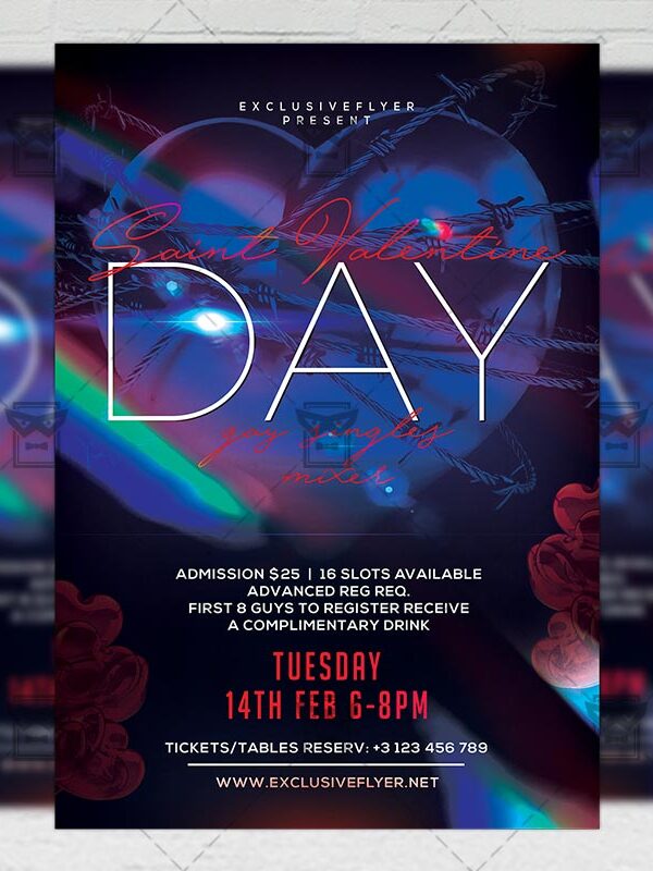 Download Saint Valentine Day PSD Flyer Template Now