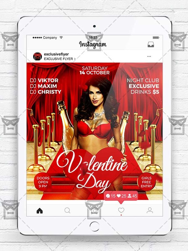 Download Valentine Day PSD Instagram Flyer Template Now