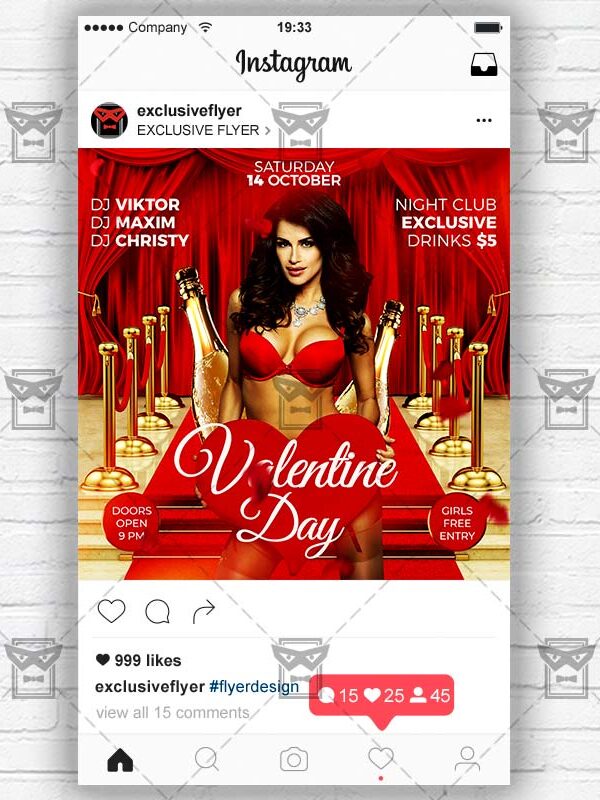 Download Valentine Day PSD Instagram Flyer Template Now