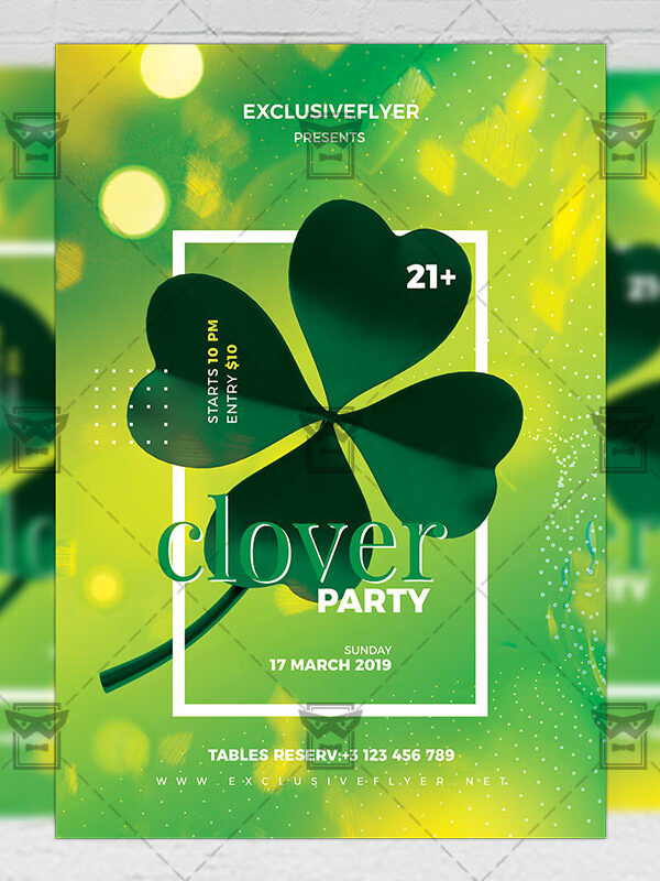 Download Clover Party PSD Flyer Template Now
