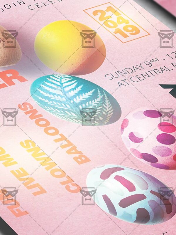 Download Easter Party Celebration Free Seasonal A5 Flyer PSD Template Now
