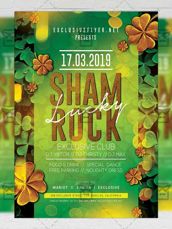 Download Lucky Shamrock Night PSD Flyer Template Now