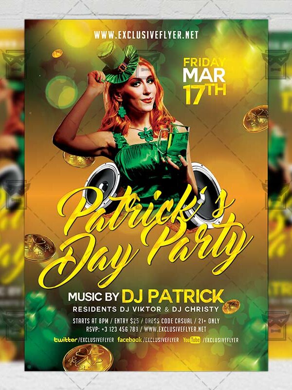 Download Saint Patrick's Day Free Seasonal A5 Flyer PSD Template Now