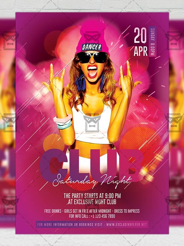 Download Saturday Club Party PSD Flyer Template Now