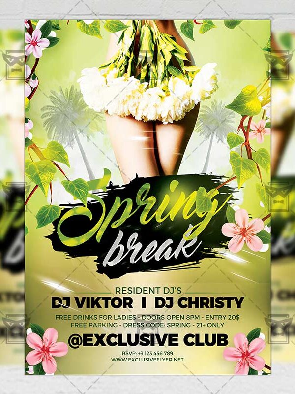 Download Spring Break Party Night PSD Flyer Template Now