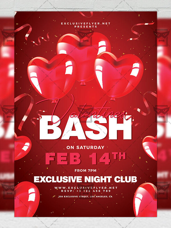 Download Valentines Bash PSD Flyer Template Now