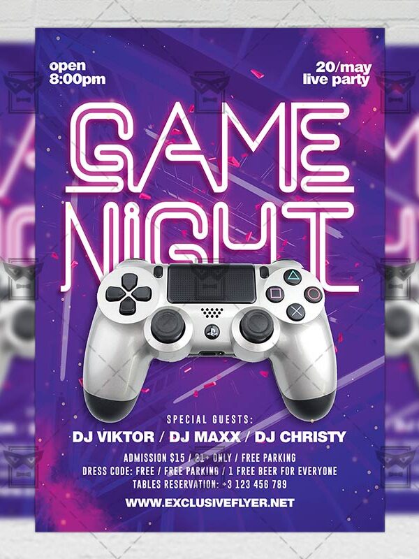 Download Game Night PSD Flyer Template Now