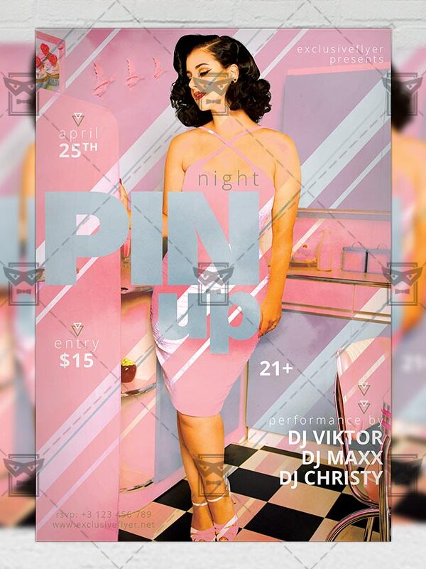 Download Pin Up Night PSD Flyer Template Now