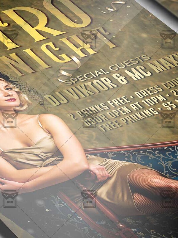 Download Retro Night Party PSD Flyer Template Now
