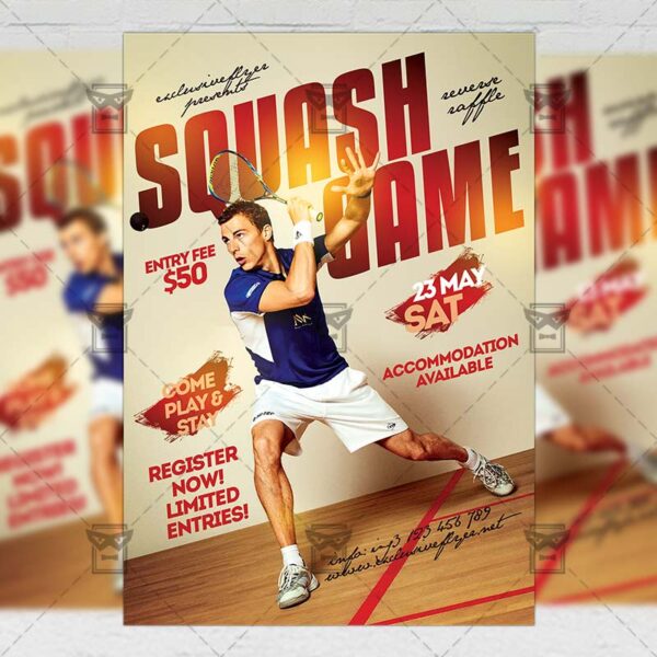 Squash Game Flyer Seasonal A5 Template ExclsiveFlyer Free and