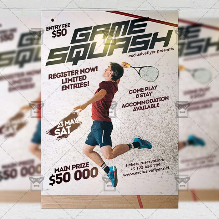 Download Game Squash PSD Flyer Template Now