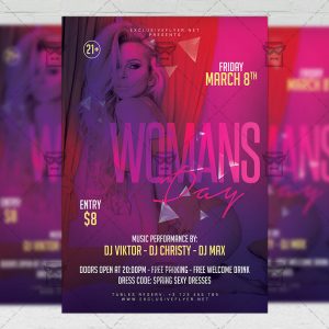 Download Woman's Day Party Night PSD Flyer Template Now