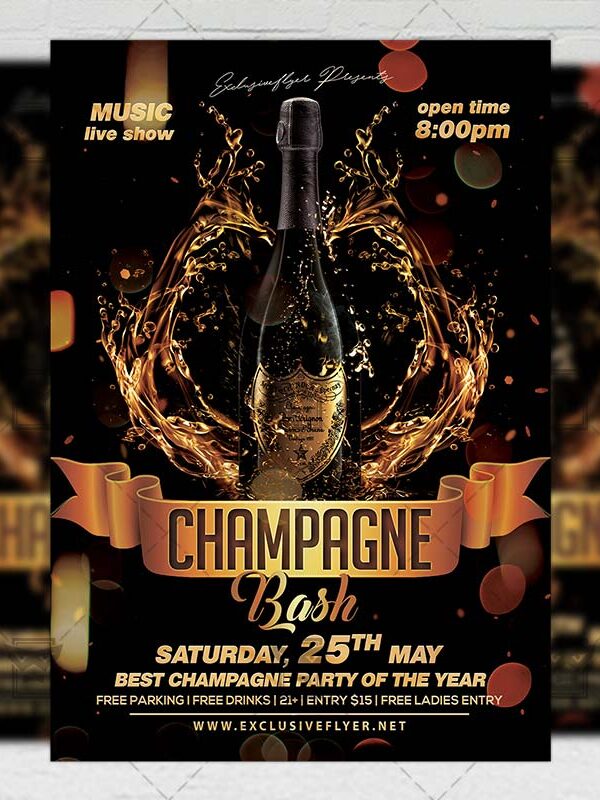 Download Champagne Bash PSD Flyer Template Now